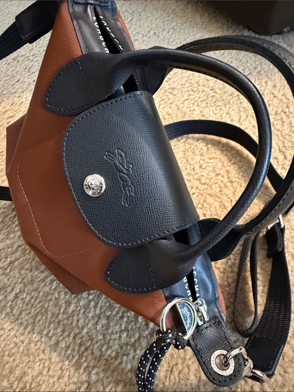 Longchamp LE Pliage Energy XS Handbag Crossbody Bag - Chocolate (Brown) - Picture 5 of 7